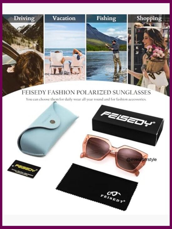 Oversized Polarized Sunglasses with TR Frame, Retro Square Shades